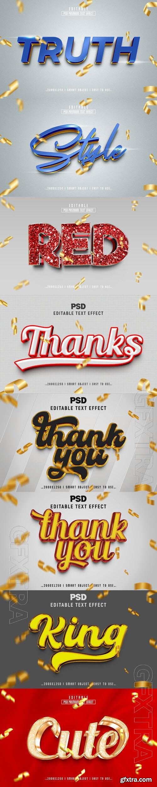 8 Psd style text effect editable set vol 40