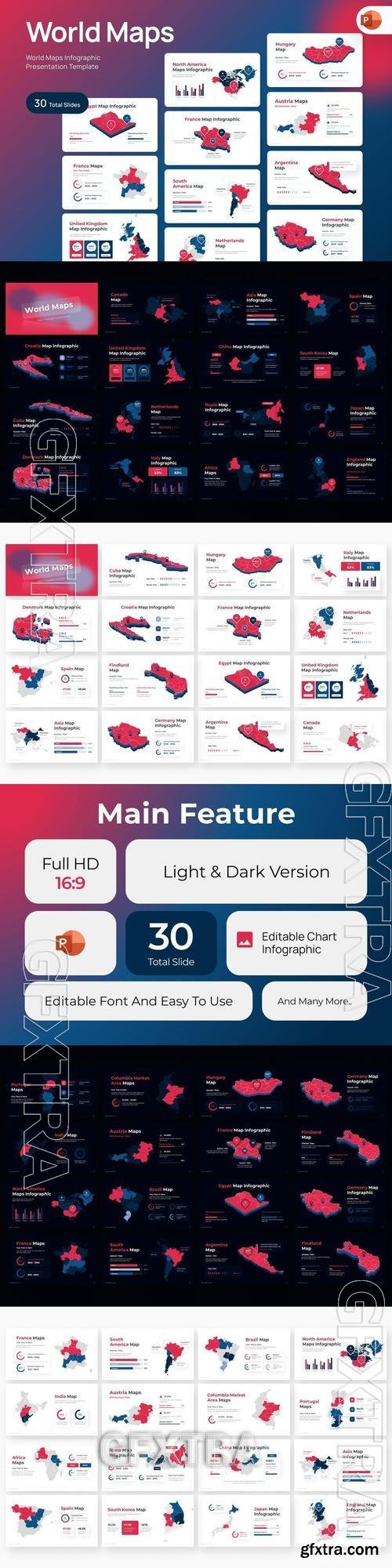 World Maps Infographic PowerPoint Template W4CBWQG