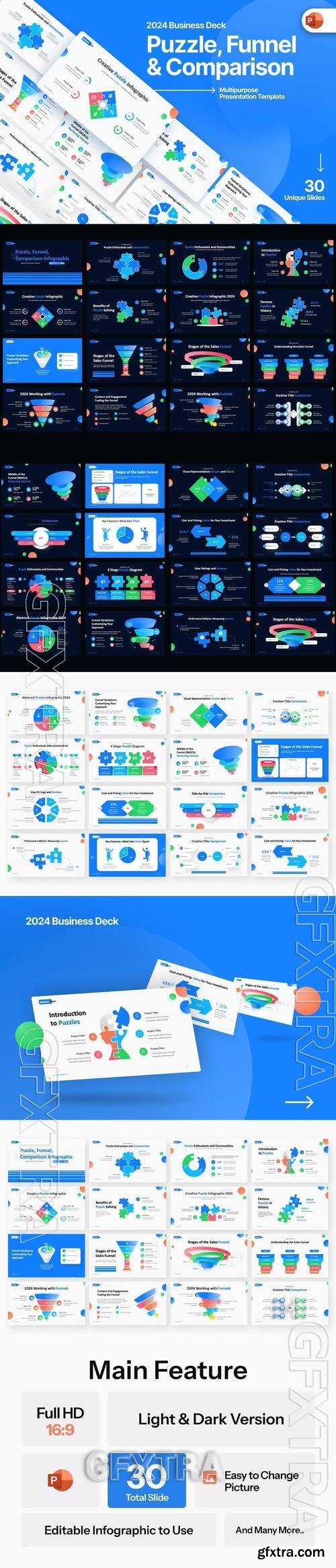 Puzzle, Funnel and Comparison PowerPoint Template U52JEDZ