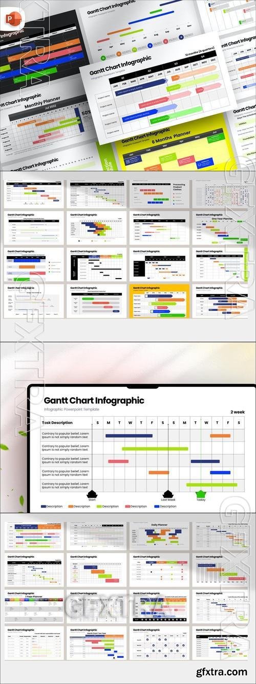 Gantt Chart Infographic PowerPoint Template DQEDFF7