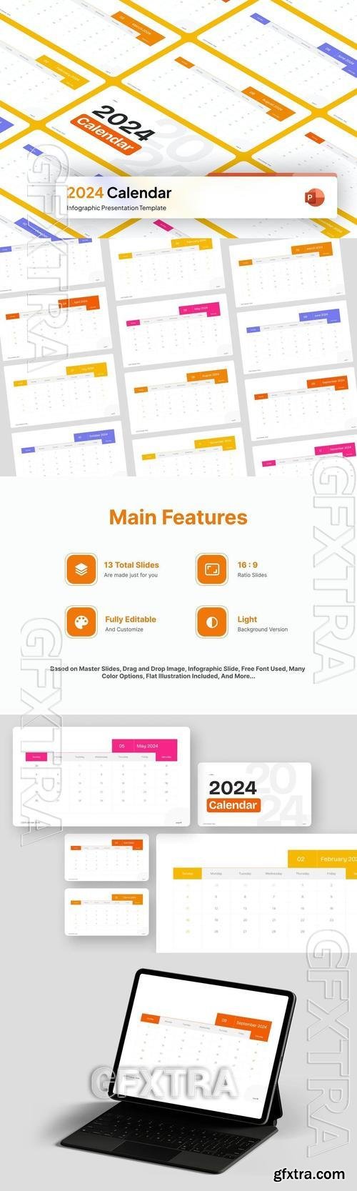 2024 Calendar PowerPoint Template U6ACS3U » GFxtra