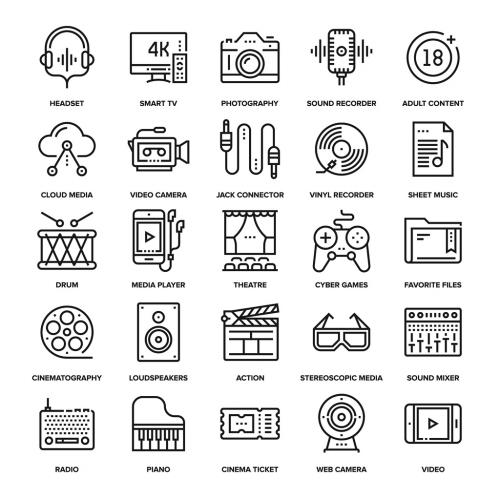 Media and Entertainment Icons Set - 123296625