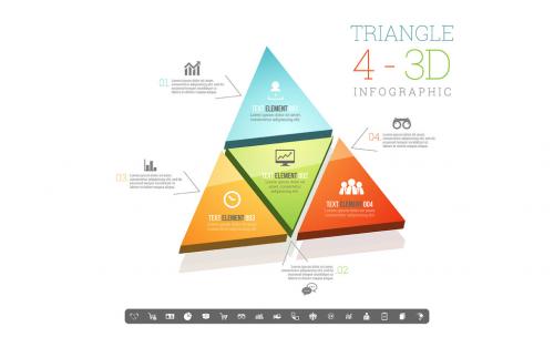 Four Section 3D Pyramid Chart Infographic - 123479592