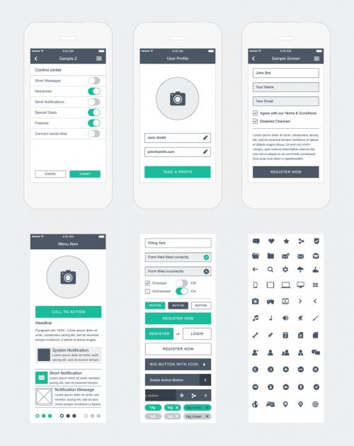 Basic Mobile App UI Kit - 123946782