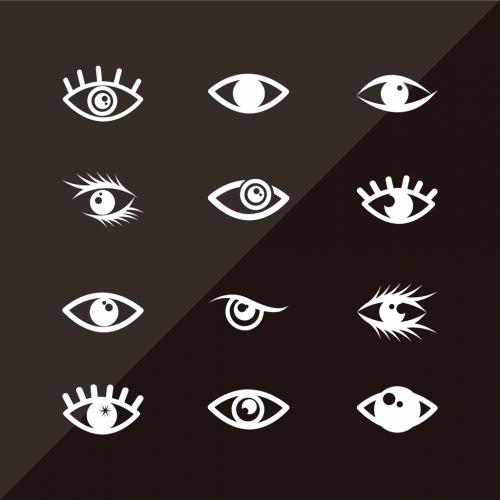 12 Single Color Eye Icons - 124070975