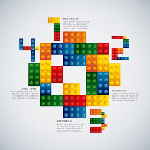 Colorful Building Blocks Element Infographic Set 3 - 124146623