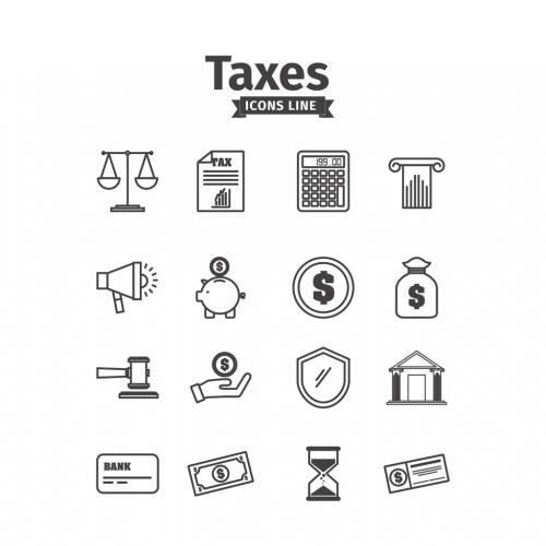 16 Black and White Banking and Personal Finance Icons - 124155424