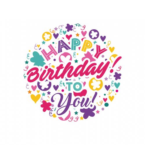 Colorful, Circular Doodle Style Birthday Greeting - 124166795