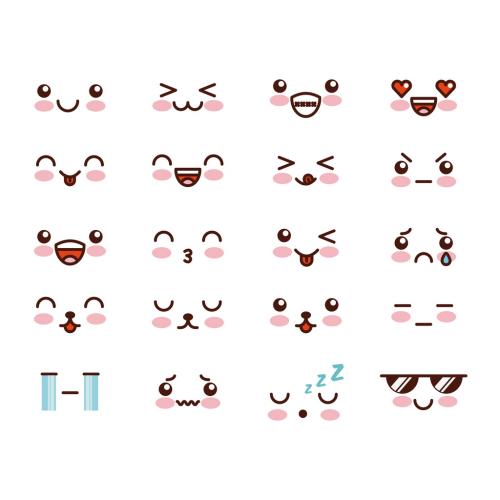 20 Cute Anime Style Facial Expression Icons - 124166823