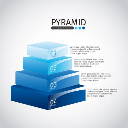 4 3D Stacked Glossy Gradient Rectangle Sections Infographic - 124175488