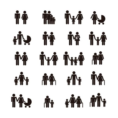 20 Intergenerational Pictogram Family Icons - 124266918