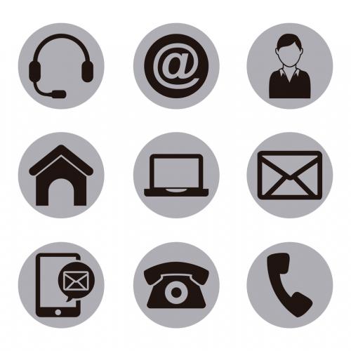 9 Circular Grayscale Web and Communications Icons - 124373319