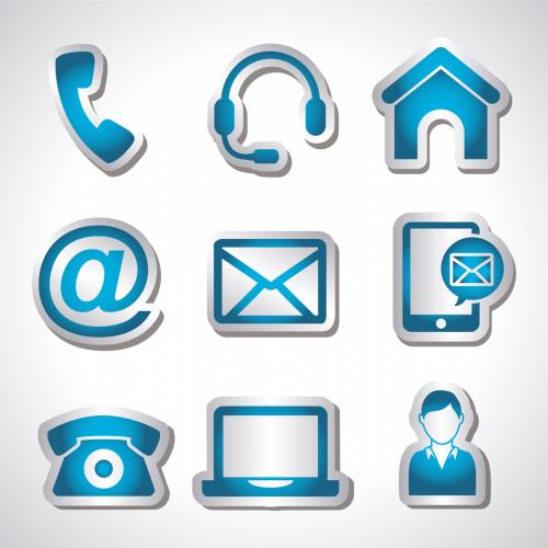 9 Shaded Cut-Out Web and Communications Icons - 124373333