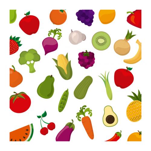 Fruit and Vegetable Icon Pattern - 124378781