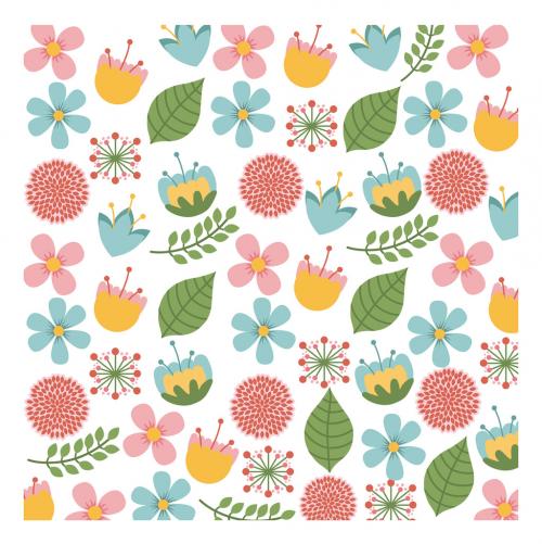 Leaf, Stalk, and Tropical Flower Icons Pattern - 124378922