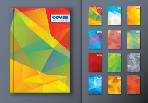 12 Bright Abstract Polygonal Book Covers - 124785241