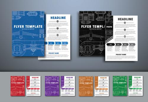 6 Technical Blueprint Flyer Layouts - 124785310