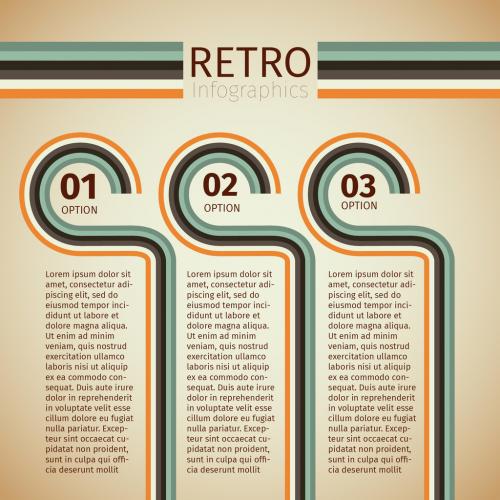 Retro Muted Color Striped Tab Infographic - 125155908