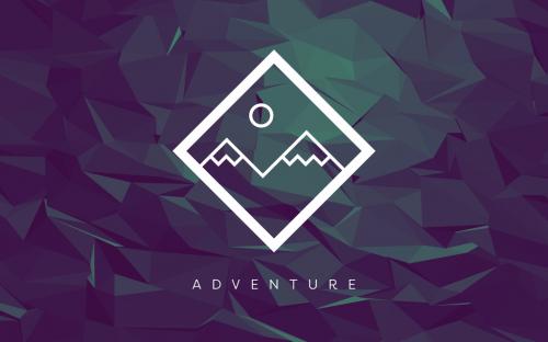 Mountain Illustration on Dark Polygonal Background - 125328843