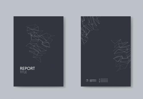 Dark Report Cover Layout with Abstract Design Element - 125328927