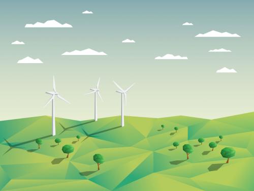 Wind Turbines in a Field Illustration - 125329012