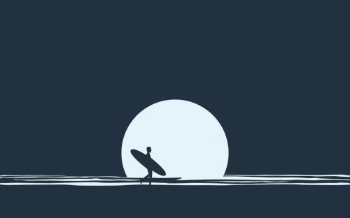 Surfer at Night Illustration - 125329055