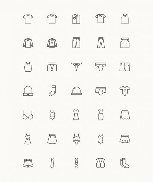 35 Minimalist Clothing Icons - 125400245