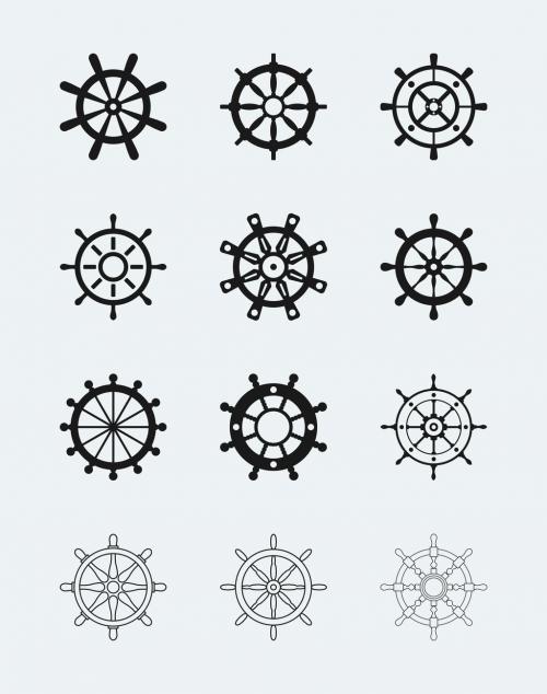 12 Nautical Wheel Icons - 125400575