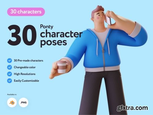 Ponty Student 3D Character Set Ui8.net