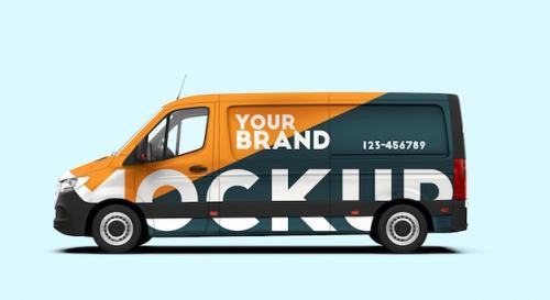 Premium PSD | Mockup of a lateral van isolated Premium PSD