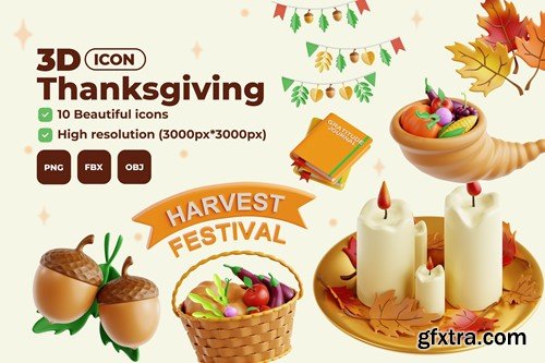 Thanksgiving V.1 - 3D Icon Set LNC9M24