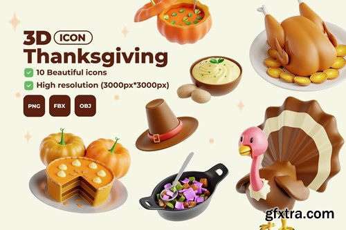 Thanksgiving V.2 - 3D Icon Set YC76ZM9