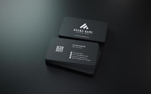 Premium PSD | Black rounded corners business card mockup for branding design presentation Premium PSD