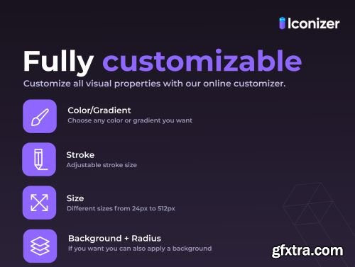 Online Customizable Icon Set v.1.0 | Line Style Ui8.net