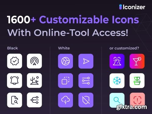 Online Customizable Icon Set v.1.0 | Line Style Ui8.net