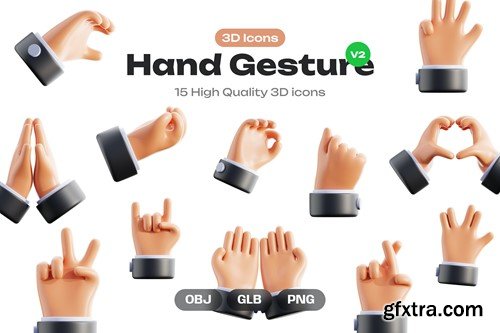 Hand Gesture 3D Icons Vol. 2 F9LA9SL