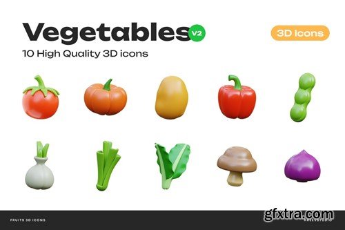 Vegetable 3D Icons Vol. 2 NY9MJ3Z