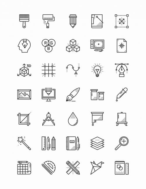 35 Black and White Design Icons - 125418613