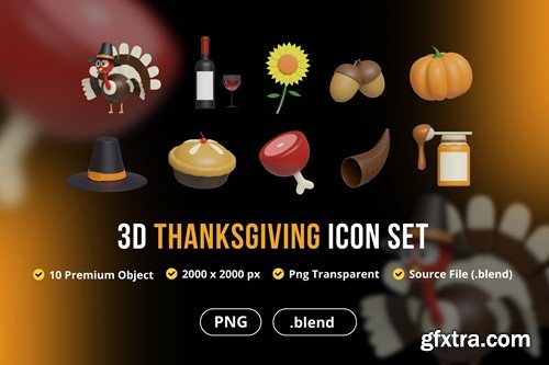 Thanksgiving 3d Icon Set Y3YSTR3