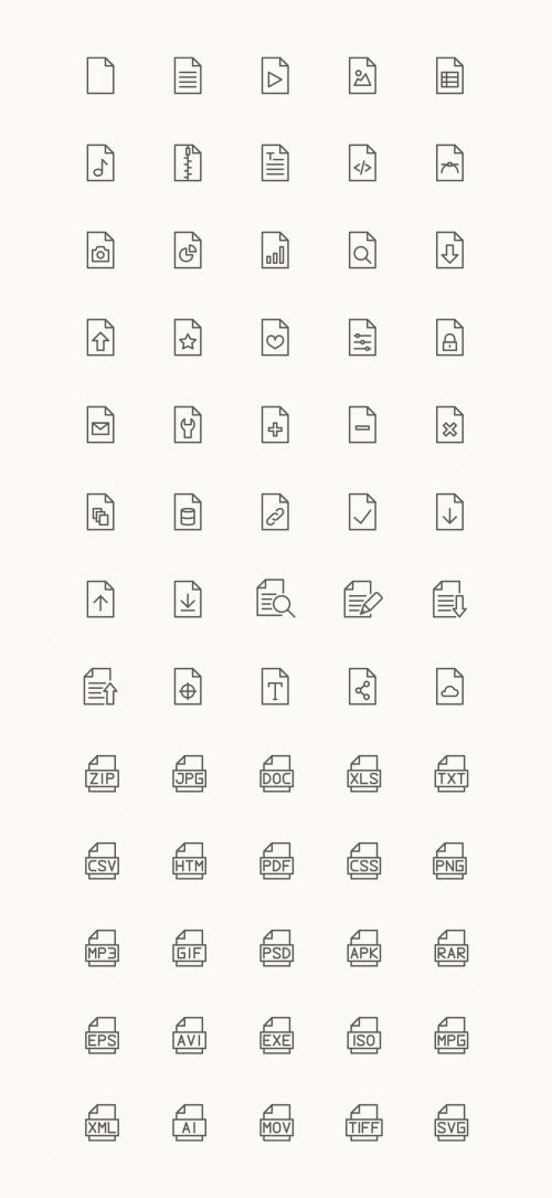 65 Minimalist File Type Icons - 125418735