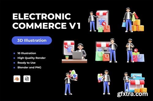 Electronic Commerce V1 3D Illustration MZD7TMJ
