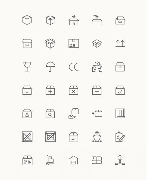 25 Minimalist Shipping and Handling Icons - 125419134