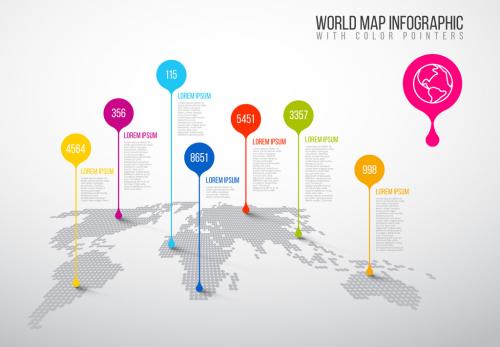 Wold Map Infographic with Floor Element - 125511713