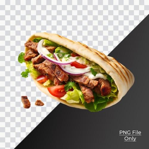 Premium PSD | Doner kebab soft smooth lighting only png premium psd Premium PSD