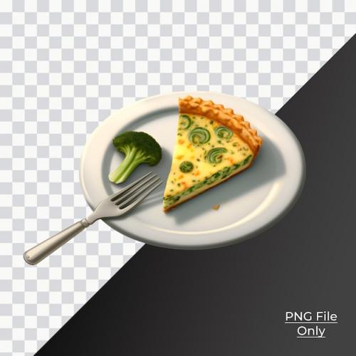 Premium PSD | Psd broccoli and spinach quiche on a plate only png premium psd Premium PSD