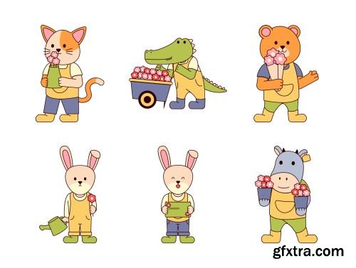 Animal Selling Flowers Illustration Ui8.net