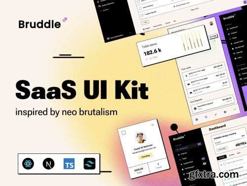 Bruddle - Neo brutalism coded UI Kit Ui8.net