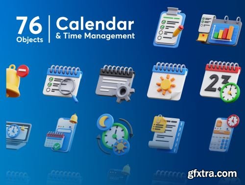 Calendar & Time Management 3D Icon Set Ui8.net