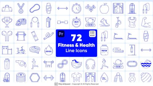 Videohive - Fitness & Health Line Icons For Premiere Pro - 48592747 - 48592747