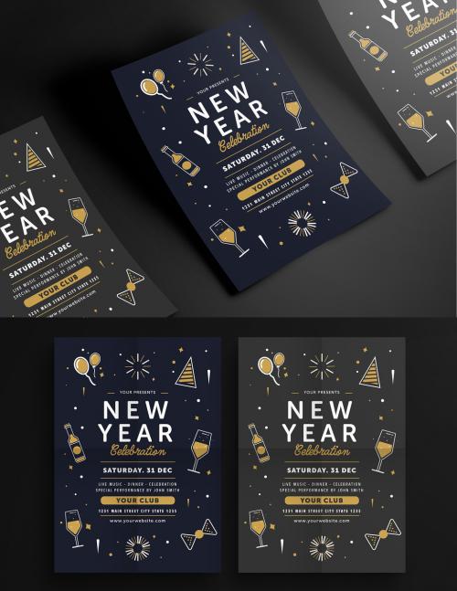 New Year Celebration Event Flyer Layout - 128499348